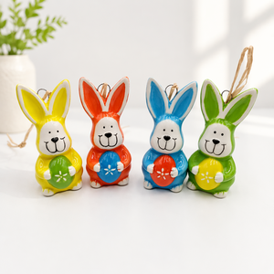 Solo Venta al Por Mayor, Nuevo Estilo de Colgante de Conejo de <span class=keywords><strong>Pascua</strong></span> de Cerámica, Artesanía Hecha a Mano <span class=keywords><strong>para</strong></span> Regalo Festivo - Product Image 2
