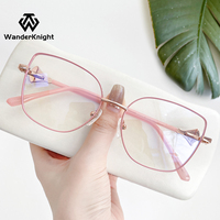 Montures de lunettes optiques surdimensionnées tendance pour femmes, montures optiques en métal, lunettes d'ordinateur pour femmes, lunettes anti-lumière bleue, Gafas