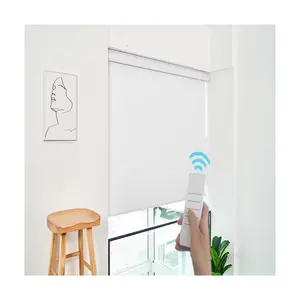 Blackout roller buta, bertenaga baterai elektrik kendali jarak jauh siang malam pintar wifi penggulung tirai untuk jendela