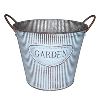 Pot de fleurs en métal galvanisé rose seau gaufré avec poignée vase décoratif pour plantes de maison et de jardin