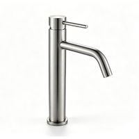 Robinet de lavabo haut moderne en acier inoxydable 304 finition chromée, monocommande eau chaude et froide, pour salle de bain et salon, céramique
