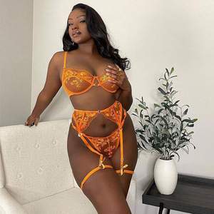 Aliexpress europa e stati uniti Ins <span class=keywords><strong>Sexy</strong></span> Mesh ricamo Ladies Sling <span class=keywords><strong>Sexy</strong></span> Lingerie Set da 3 pezzi <span class=keywords><strong>abbigliamento</strong></span> <span class=keywords><strong>femminile</strong></span> - Product Image 4