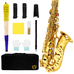 Sassofono Contralto Dorato MBAT in Mib, <span class=keywords><strong>Strumento</strong></span> <span class=keywords><strong>Musicale</strong></span> Artigianale in Ottone, Vendita all'Ingrosso OEM ODM, Economico con Custodia - Product Image 1