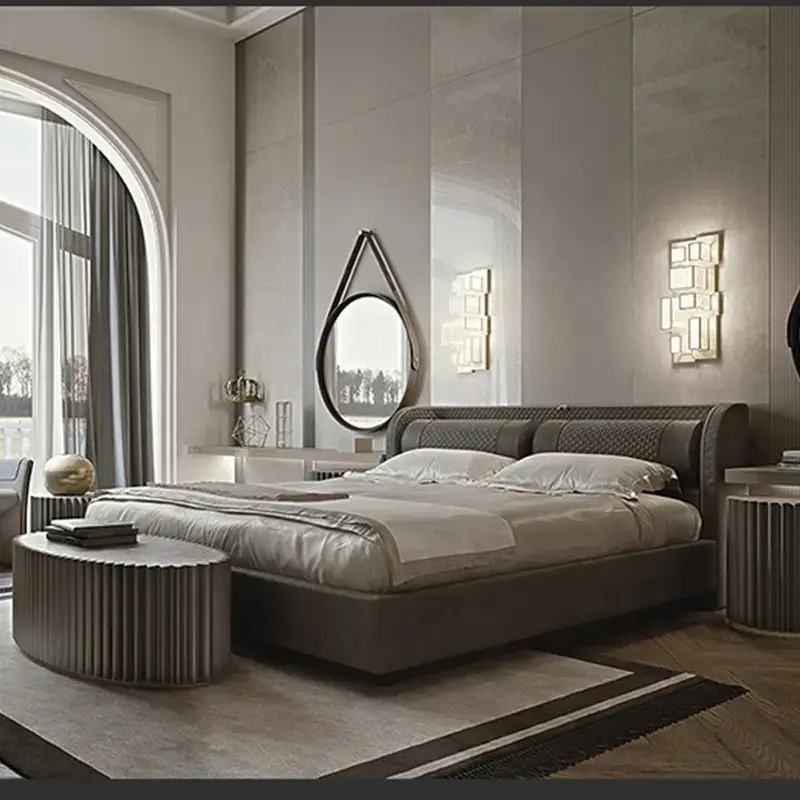 Lit double d'intérieur de haute qualité, mobilier de luxe pour hôtel, lit king size personnalisé