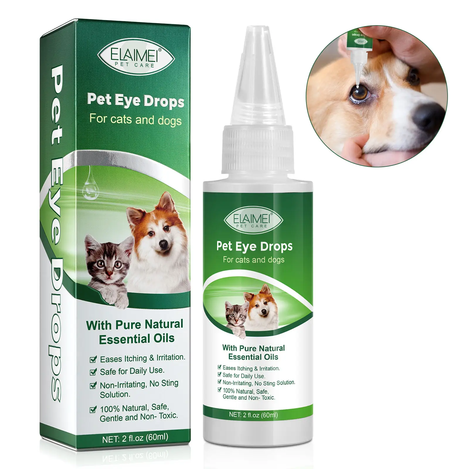 Оптовая продажа на заказ 100% натуральные глазные инфекции, противовоспалительные антибактериальные глазные капли для кошек и собак