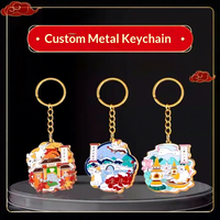 Porte-clés personnalisés en métal électroplaqué en forme de papillon, impression de logo de dessin animé anime DIY, cadeau pour la maison