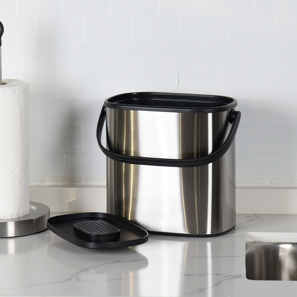 Модернизированная кухонная компостная корзина для столешницы под раковиной, подвесная маленькая мусорная корзина с пластиковой крышкой, Всесезонная прямоугольная корзина
