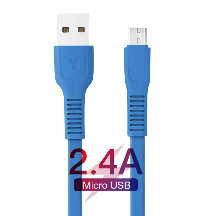 Düz şehriye A mikro B Usb veri kablosu PVC USB şarj hattı USB kabloları yeni tasarım iyi fiyat PVC şarj kablosu