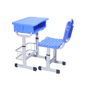 Ensembles d'étude de classe de formation primaire et secondaire de conception moderne bureaux en plastique et chaises en métal pour l'étude d'écriture de sieste - Product Image 1