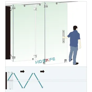 立式手风琴折叠门天井阳台日光室8-12毫米玻璃门隔墙不锈钢铰链玻璃双折门