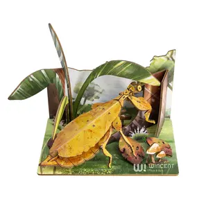 Commercio all'ingrosso della fabbrica più popolare C04501 cartolina di legno per bambini giocattoli Phyllium-bug modello di vendita caldo di piccoli oggetti con alto profitto - Product Image 1