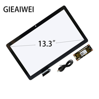 Kit de superposition d'écran tactile capacitif industriel de 13,3 pouces, panneau en verre trempé multi-touch 10 points avec contrôleur USB