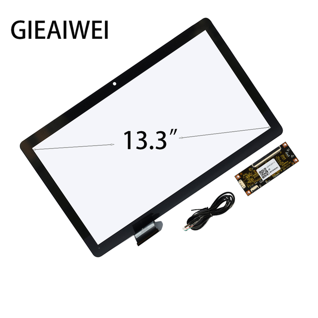 13.3 Inch Industrial Capacitive Touch Screen Overlay Kit, 10-Point Multi-Touch Tempered Glass Panel with USB Controller