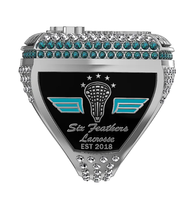 Bague de championnat en alliage plaqué or noir personnalisée édition 2026, certifiée CMA, avec nom et numéro - Rugby masculin