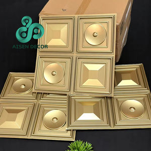 Paneles de pared 3D dorados AISEN DECOR 50cm * 50cm espejo decorativo de PVC no autoadhesivo impermeable para cocina apartamento - Product Image 2