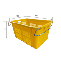 Caisse à fruits et légumes en plastique de qualité alimentaire 690*485*370mm, avec poignée en fer robuste, empilable, panier de récolte