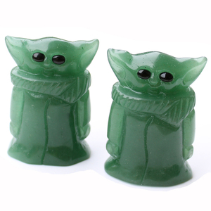 Intagliato a mano da 1.9 pollici Avventurina Verde Naturale di Cristallo Del Bambino <span class=keywords><strong>Yoda</strong></span> Figura - Product Image 2
