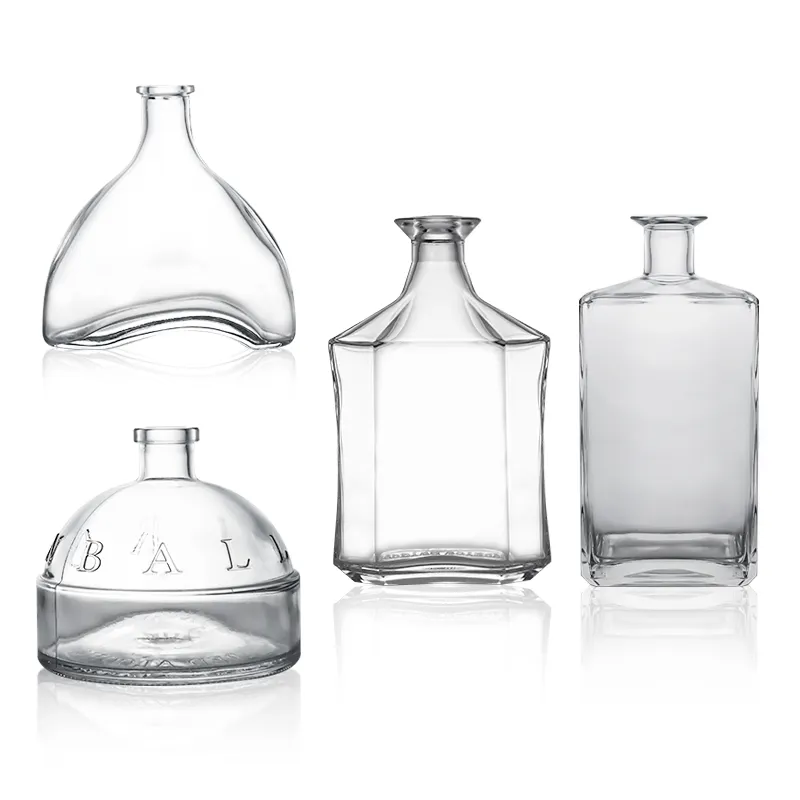 Botella de vidrio transparente de buena calidad 700ml 750ml botella de tequila de vidrio personalizada