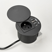 80mm Yuvarlak Masa Prizi Fransız Tip-E Güç Çıkışı 65W PD USB-C 2USB-A Hızlı Şarjlı Kapaklı Gömme Masa Prizi