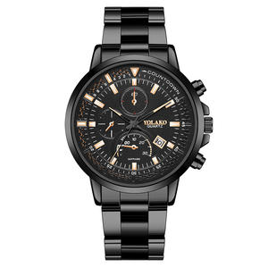 New men's watch stylish three-eye blue hand calendar <b>wristwatch</b> with steel strap wholesale men's watches - Product Image 6