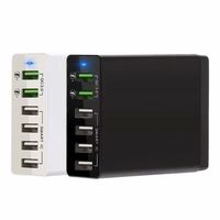 Chargeur rapide USB 60W 6 ports Hub de charge USB Station de charge multi USB Bloc Cube Adaptateur pour iPhone Samsung Huawei Xiaomi