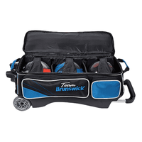 Brunswick Nouveautés Sac de bowling à roulettes personnalisé pour 3 balles avec compartiment à chaussures et poches pour accessoires, portable et durable en polyester