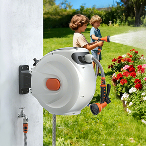 <span class=keywords><strong>Enrouleur</strong></span> de <span class=keywords><strong>tuyau</strong></span> <span class=keywords><strong>d</strong></span>'arrosage rétractable de 30 m (100 pieds), durable, à montage mural, avec 180 °   Support pivotant - Product Image 6