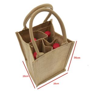 Sac fourre-tout en jute fait à la main avec poignées lavables Capacité de 4 bouteilles pour mariages et fêtes - Product Image 3