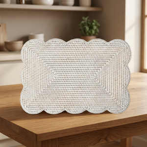 Hot Trend Natural Rattan Charger Plates Handwoven Wedding <b>Table</b> Decoration Wicker Scalloped <b>Placemats</b> From Vietnam - Product Image 1