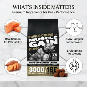 Friandises à mâcher riches en protéines pour la croissance musculaire des chiens, supplément d'acides aminés, constructeur musculaire, soins de santé pour animaux de compagnie, multivitamines et probiotiques pour chats - Product Image 3