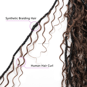 Boho synethic và tóc con người dreadlocks Crochet tóc dài Pre looped Bohemian bện locs 22 inch Boho mềm locs cho phụ nữ - Product Image 3