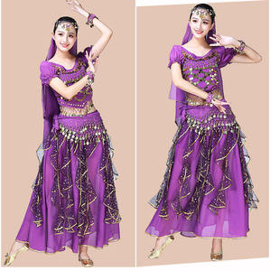 Ensemble de vêtements de <span class=keywords><strong>danse</strong></span> du ventre indienne Bollywood <span class=keywords><strong>classique</strong></span> pour femmes, manches longues, pantalon rotatif, imprimé numérique - Product Image 4