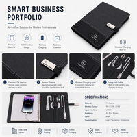 Carnet de notes avec chargeur sans fil 8000 mAh, logo LED personnalisé, format A5, avec USB