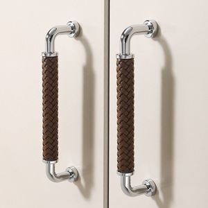 Tiradores Modernos de Cuero Trenzado para Muebles, Forma de Barra de Aleación de Zinc, Duraderos, para Cajones y Puertas de Cocina y Armarios - Product Image 2