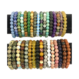 New Best Quality 8mm Round Agate Bead Crystal Bracelet Natural Stone beaded <b>Bangle</b> for <b>Men</b> Women Girl Bulk Jewelry Gift - Product Image 1