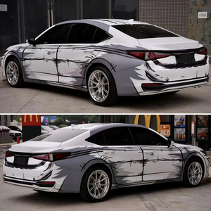 Vinilo Adhesivo para Automóviles NIKO Personalizado con Diseño de Pintura PET, Sin Burbujas, Degradado Blanco y Negro, para Envolver Todo el Vehículo - Product Image 3