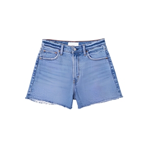 Shorts en jean délavé taille mi-haute coupe skinny pour femme, style Y2K streetwear vintage déchiré, décontracté, été, en Spandex/Coton, longueur genou - Product Image 1