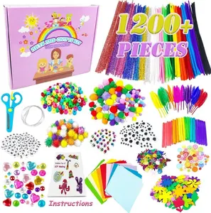 Glitter Pom Poms Craft DIY Kit Kids Toys Educational Art Crafts for Home Projects