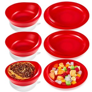 Elderly Self-Feeding Tableware Set 3-Piece <b>Red</b> Suction Cup Base Adaptive Spoon Bowl Parkinson's Rehabilitation <b>Therapy</b> Supplies - Product Image 1