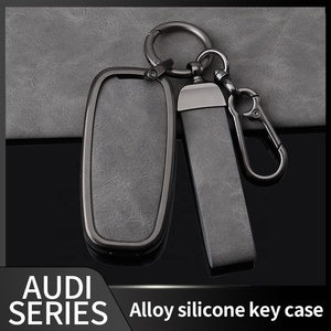 Nouveau produit gris <span class=keywords><strong>double</strong></span> cuir métal pour clés de voiture <span class=keywords><strong>clé</strong></span> de couverture de voiture nouveau design - Product Image 4