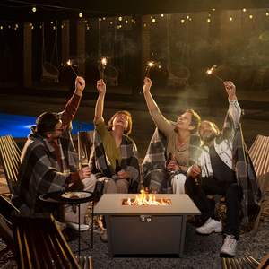 Table de foyer D0100HR7SQP 25 H X 42 L, rectangulaire moderne en acier Corten, pour décoration de jardin extérieur, autoportante, à bioéthanol - Product Image 3