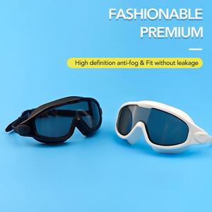 Lunettes de natation universelles pour adultes, grande monture, anti-buée, haute qualité, vente en gros d'usine, blanc et noir - Product Image 6