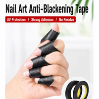 Ruban adhésif noir anti-noircissement pour nail art, protection UV, protection des cuticules, ruban de masquage, déchirable à la main, ruban pour manucure gel