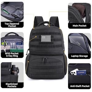 Laptop <b>Lunch</b> <b>Backpack</b> for Men and Women Tactical Inspired Utility Anti-Theft Work Bag with Cooler Compartment Lunchbox - Product Image 6