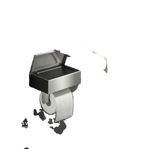 Porte-papier toilette mural en acier inoxydable, design rectangulaire moderne, distributeur de rouleaux de papier pour salle de bain avec couvercle - Product Image 1