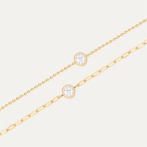 Minimalist Style Fashion Jewelry <b>Bracelet</b> Gold Plated Paperclips Rolo Chains Zircon <b>Bracelet</b> for Women - Product Image 4