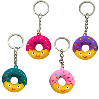 Offsetdruk cadeau schattig 3D cartoon PVC donut sleutelhanger zoete rubberen karabijnhaak sleutelring voor kinderen cadeau