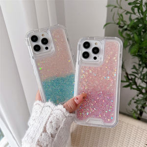 TPU + PC 3 couches Combo Phone Case Clear Skin Friendly pour Xiaomi Poco X7 Pro/15/15Pro/14/14T/14T PRO/13 Luxury Glitter Epoxy Shell - Product Image 1