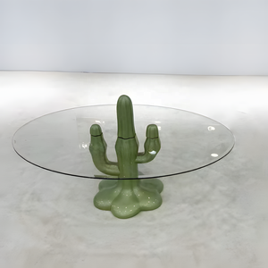 Mesa Auxiliar de Café de Fibra de Vidrio con Forma de <span class=keywords><strong>Cactus</strong></span>, Personalizable por Diseñadores, con Tapa de Vidrio, Juego de Mesas Auxiliares Modernas para Sala de Estar - Product Image 4