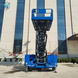 Plateforme de travail élévatrice <span class=keywords><strong>mobile</strong></span> à ciseaux tout-terrain, alimentée au diesel/à batterie, hauteur de travail 22 m, certifiée CE pour ponts - Product Image 3